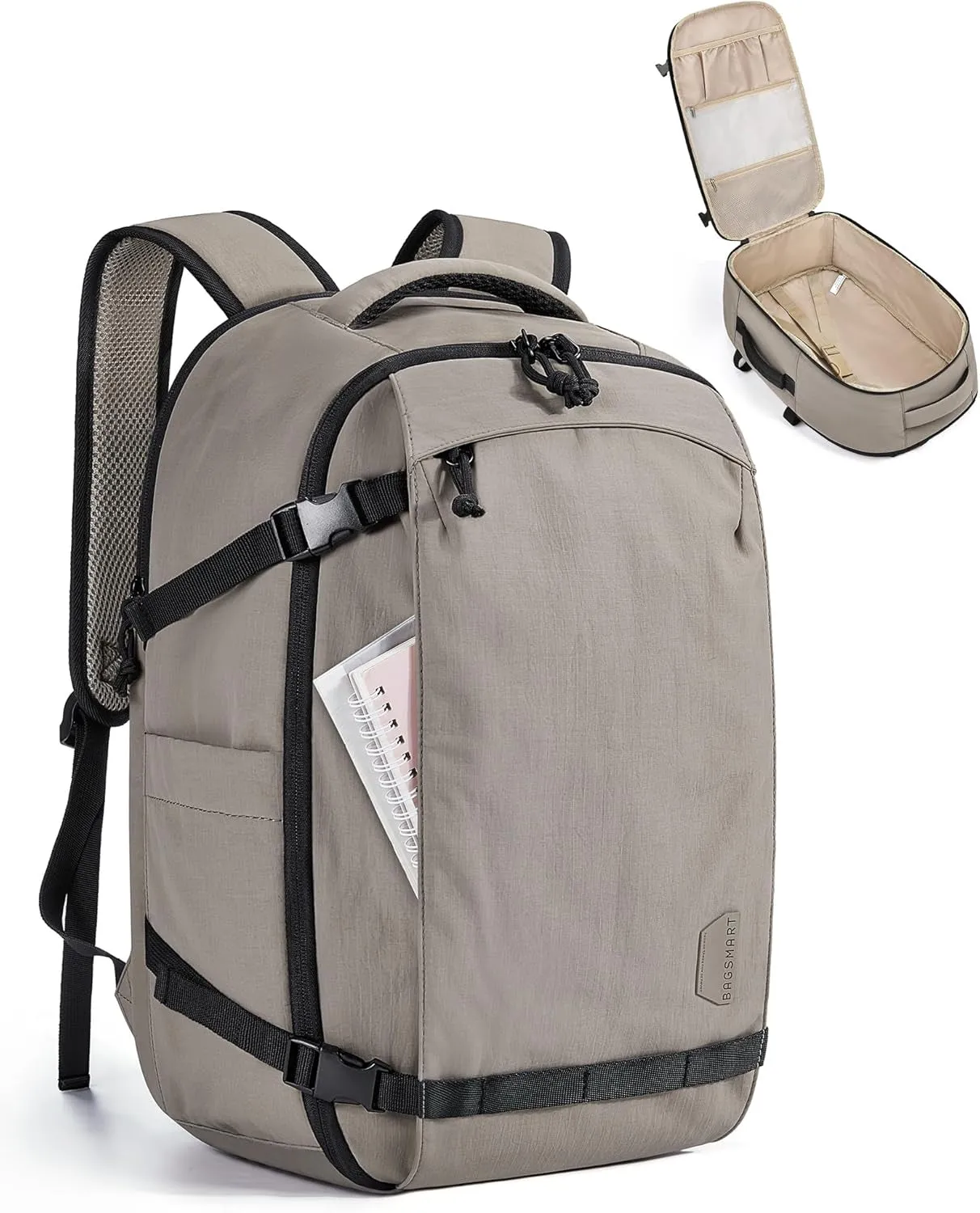 Travel Backpack for Women, 30L Travel Backpack Carry on Flight Approved, TSA Approved Personal Item Travel Bag, Water Resistant Weekender Bag Luggage Daypack, Beige