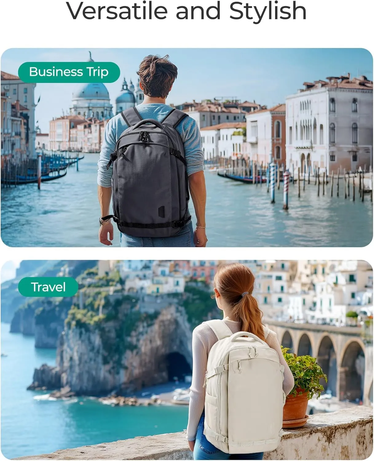 Travel Backpack for Women, 30L Travel Backpack Carry on Flight Approved, TSA Approved Personal Item Travel Bag, Water Resistant Weekender Bag Luggage Daypack, Beige