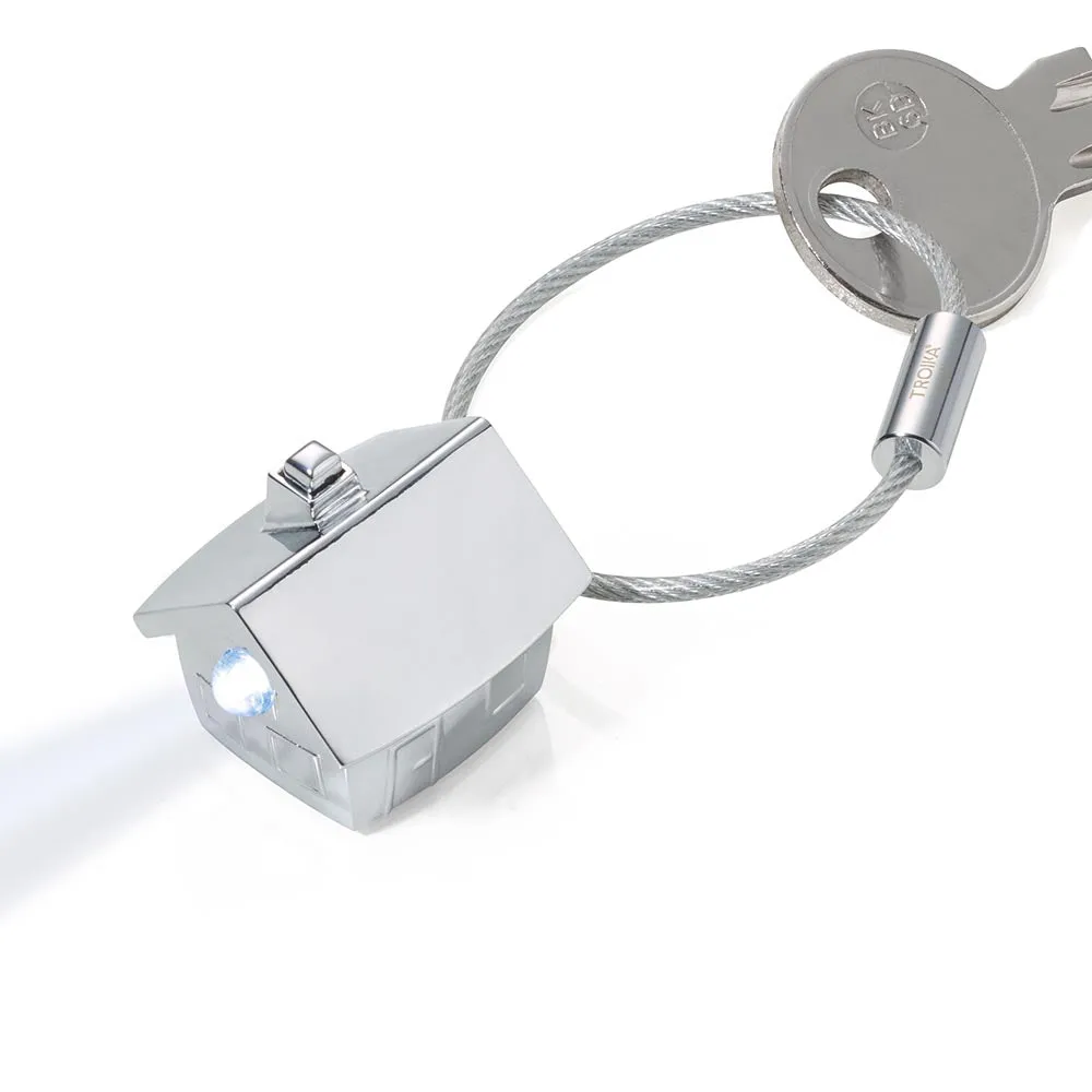 TROIKA Keyring Light House – Silver Colour with LED light