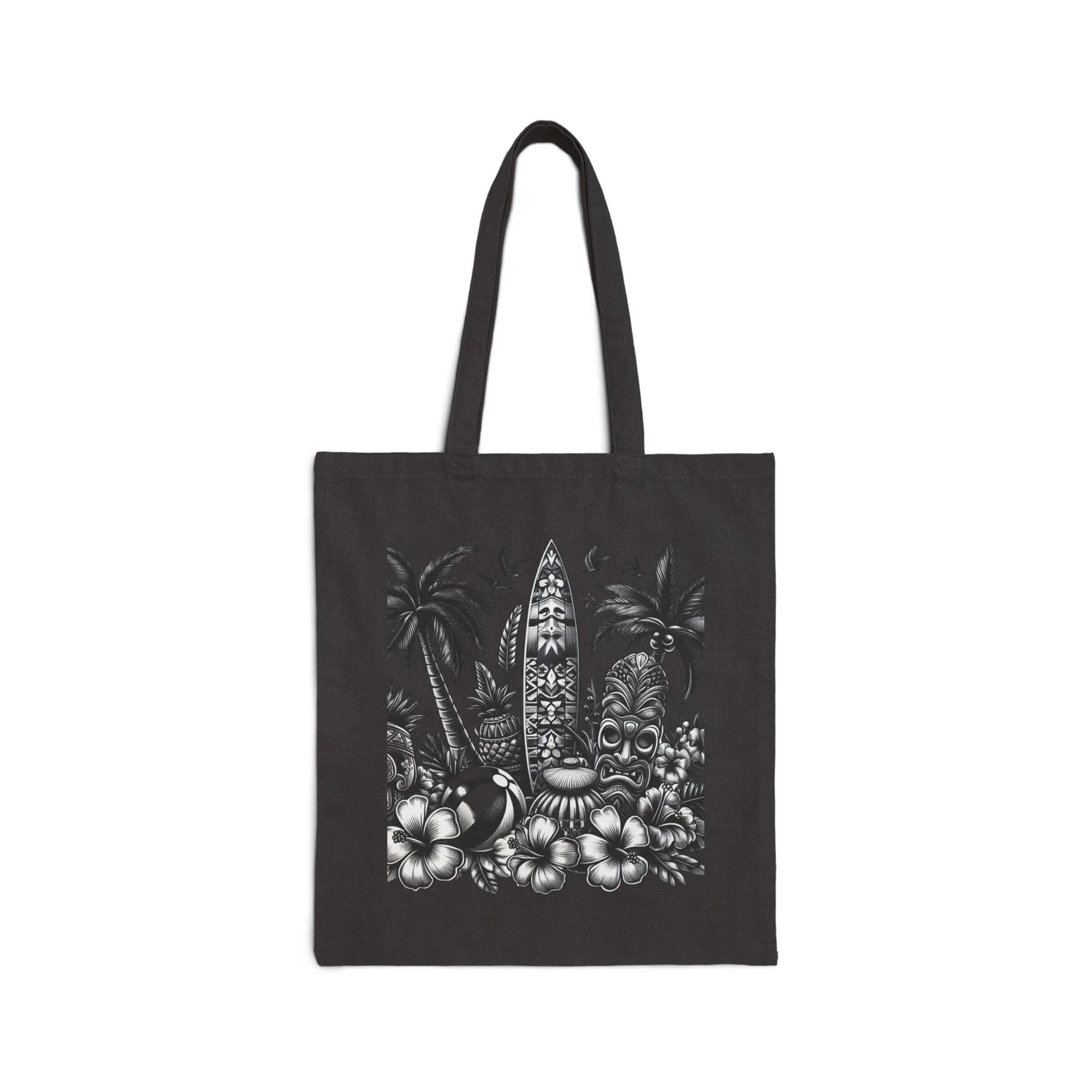 Tropical Vibes Cotton Canvas Tote Bag - Perfect for Beach Days and Everyday Use