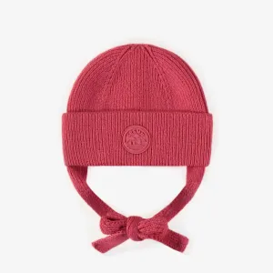 Tuque de maille rose foncé, bébé || Dark pink knitted toque, baby