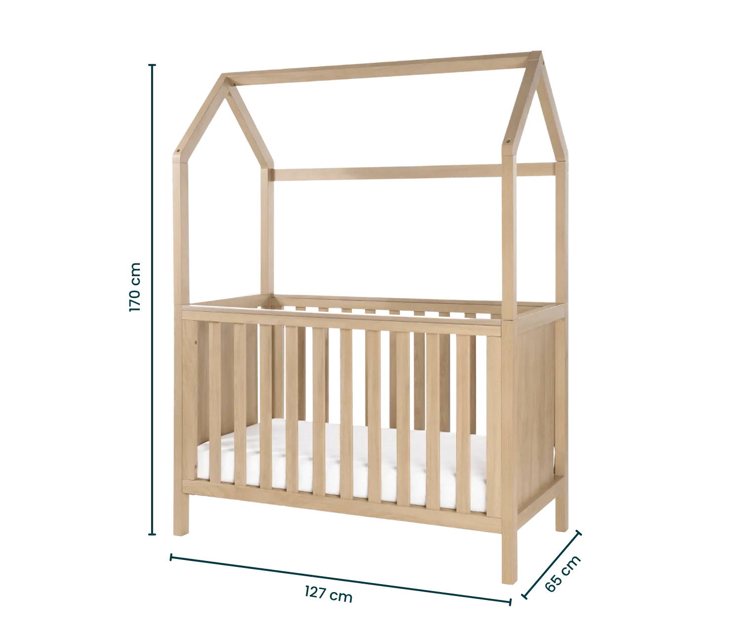 Tutti Bambini Casa 3in1 Mini House Cot Bed (120 x 60cm) - Harvest Oak