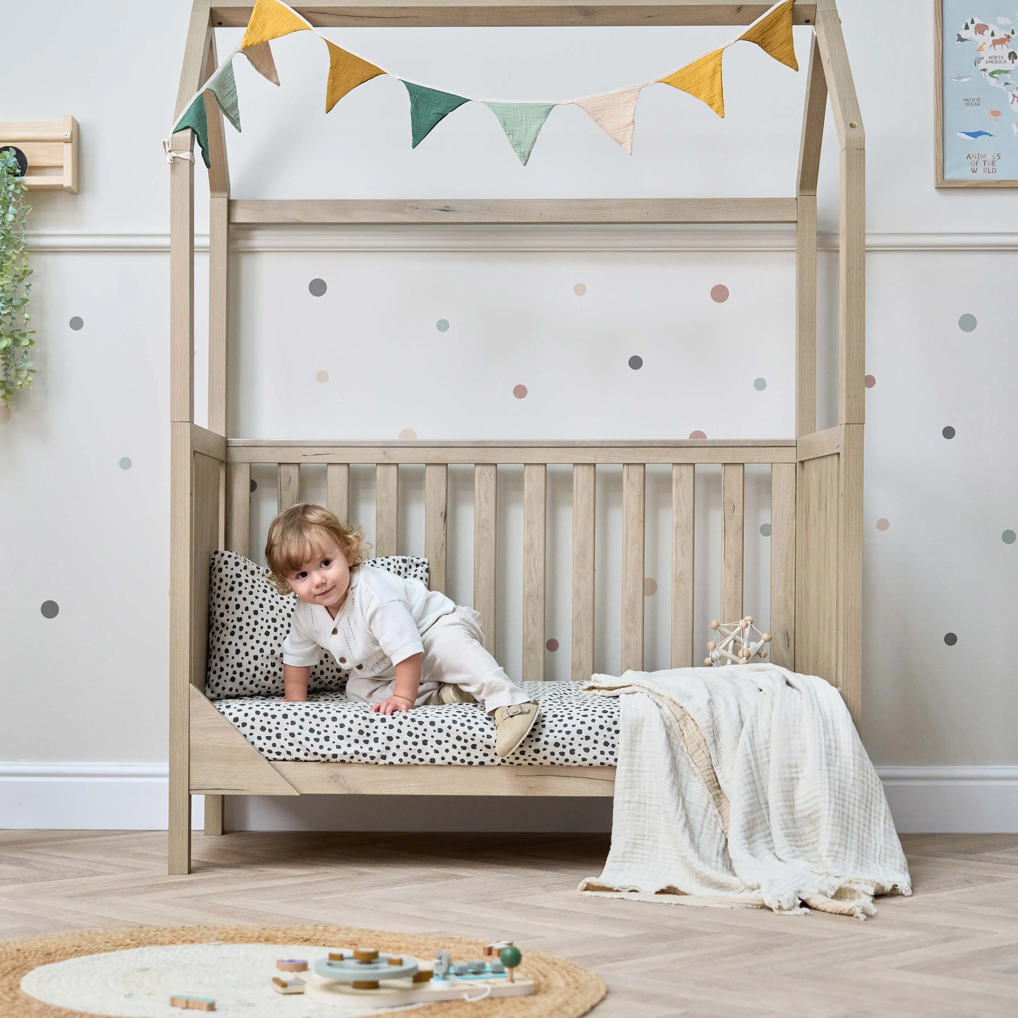 Tutti Bambini Casa 3in1 Mini House Cot Bed (120 x 60cm) - Harvest Oak