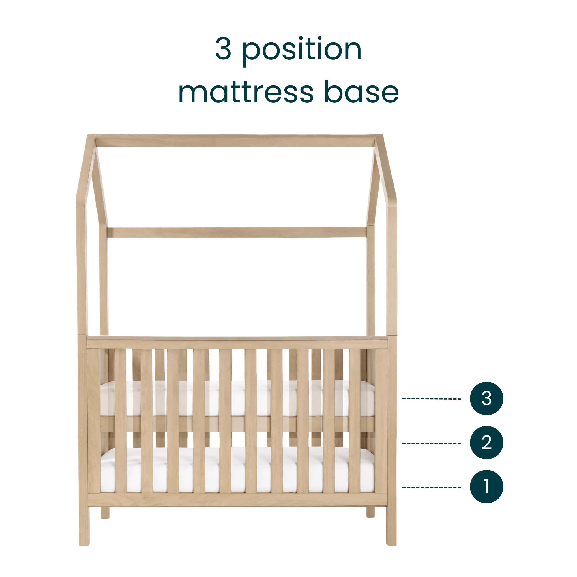 Tutti Bambini Casa 3in1 Mini House Cot Bed (120 x 60cm) - Harvest Oak