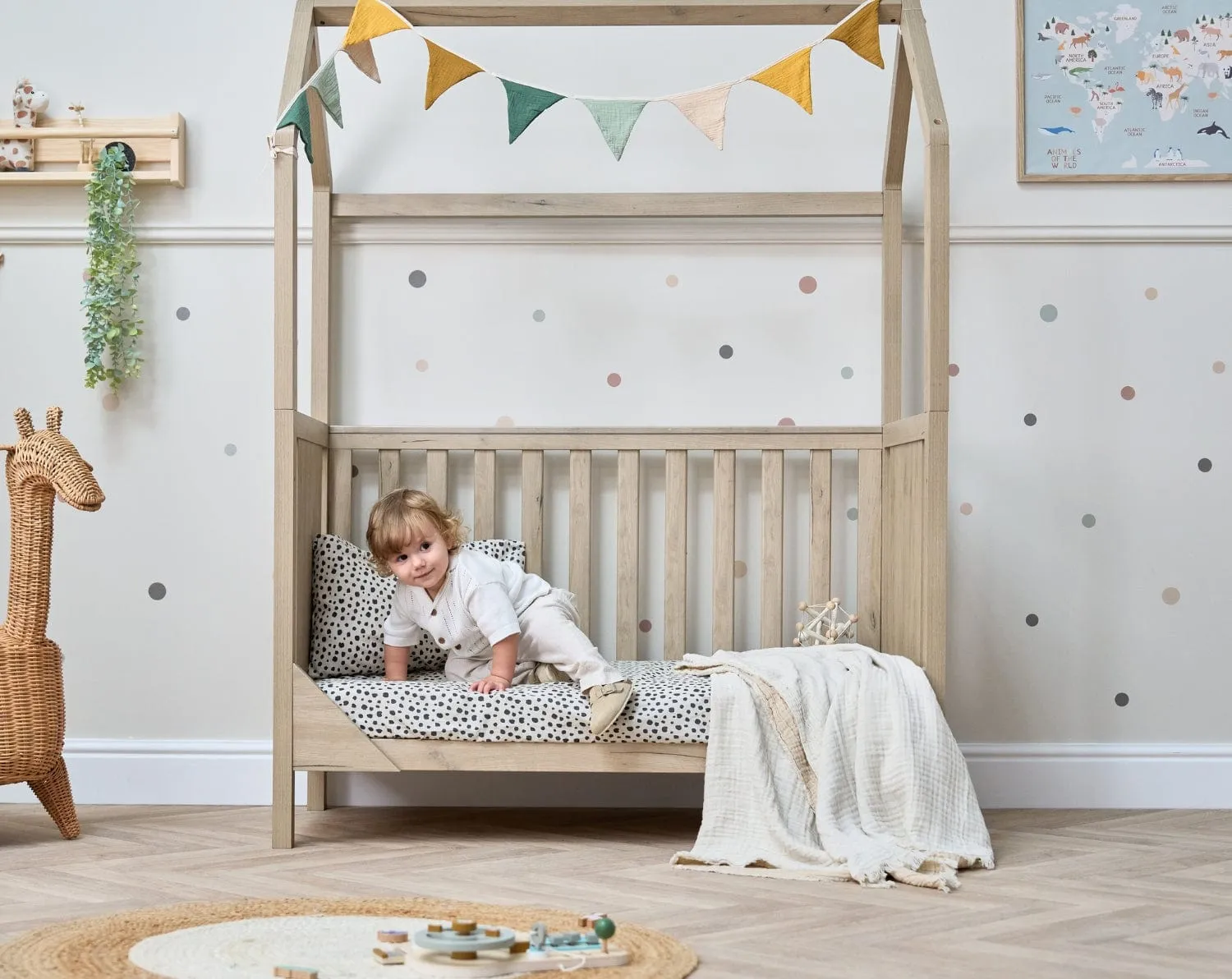 Tutti Bambini Casa 3in1 Mini House Cot Bed (120 x 60cm) - Harvest Oak