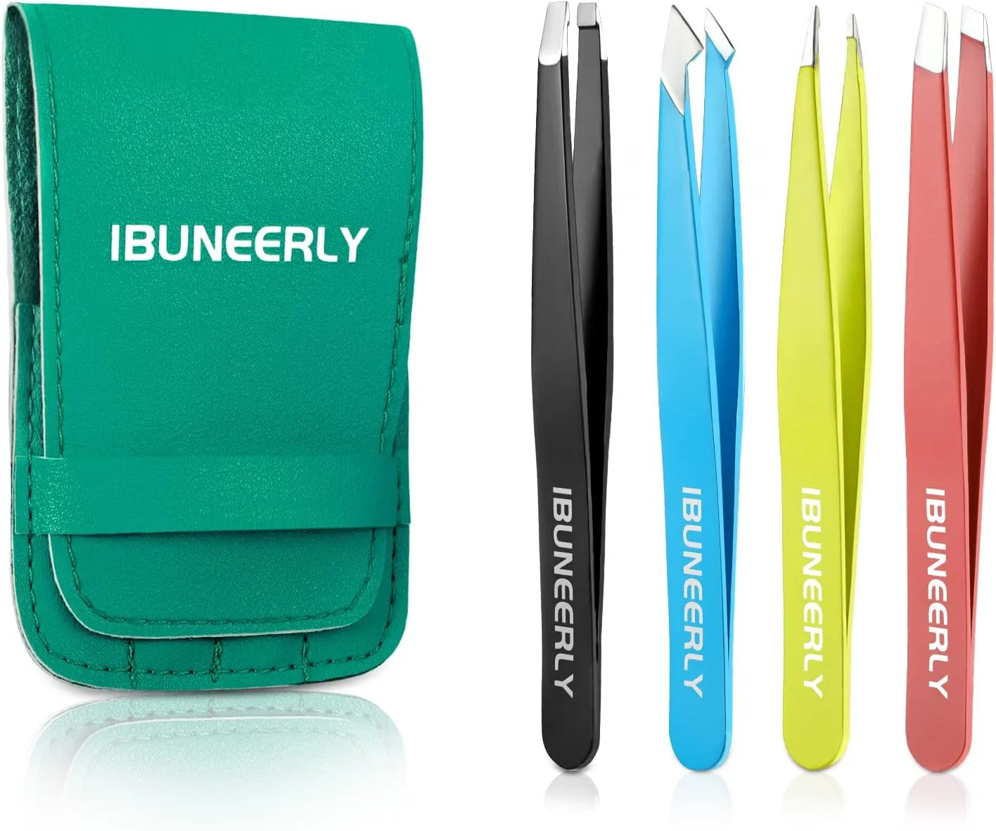 Tweezers Set, 4Pcs Tweezers for Women with Travel Case, Professional Stainless Steel Eyebrows Tweezers, Great Precision Tweezers for Ingrown Hair, Facial Hair, Splinter Removal (Multi-Color)