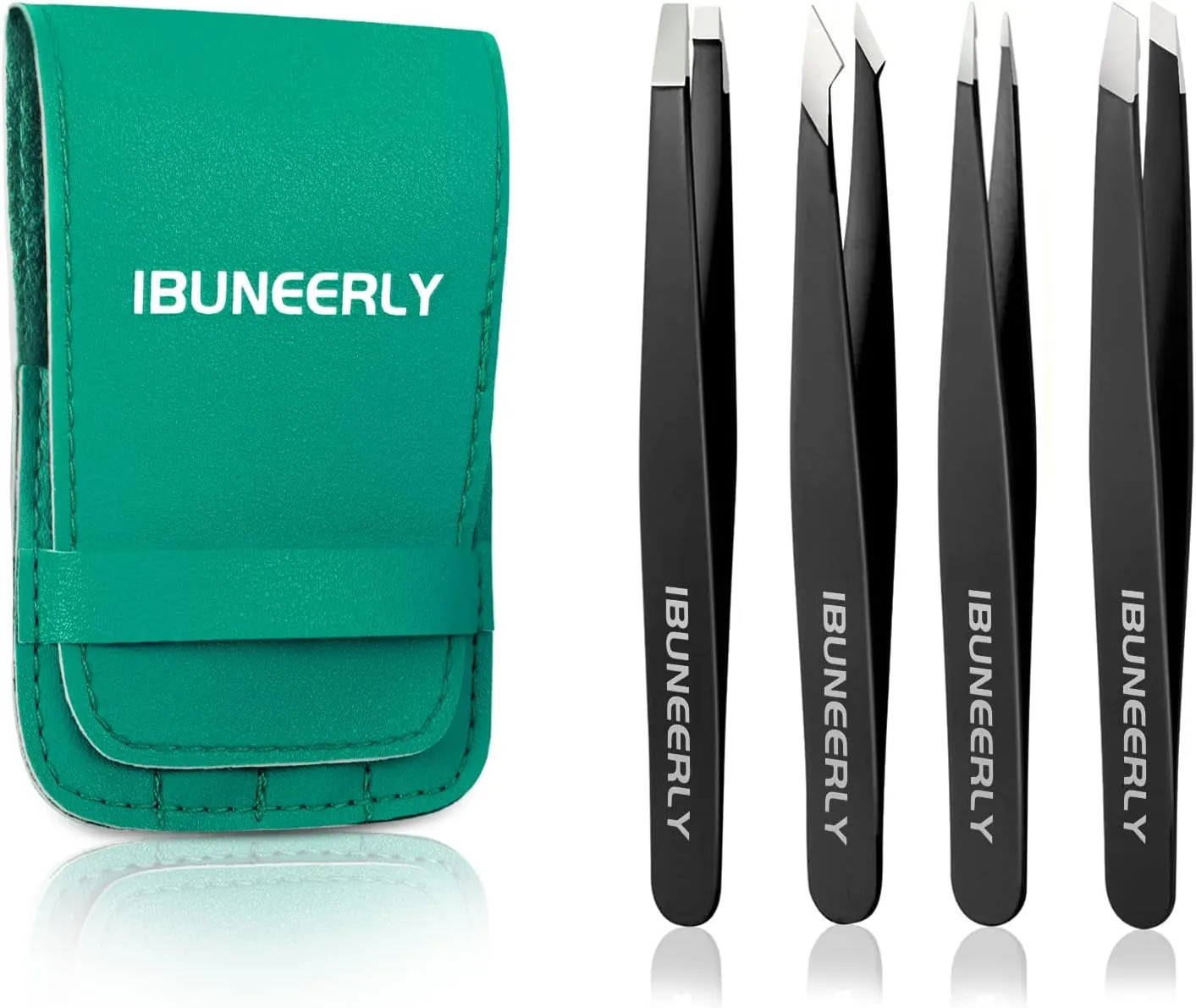 Tweezers Set, 4Pcs Tweezers for Women with Travel Case, Professional Stainless Steel Eyebrows Tweezers, Great Precision Tweezers for Ingrown Hair, Facial Hair, Splinter Removal (Multi-Color)