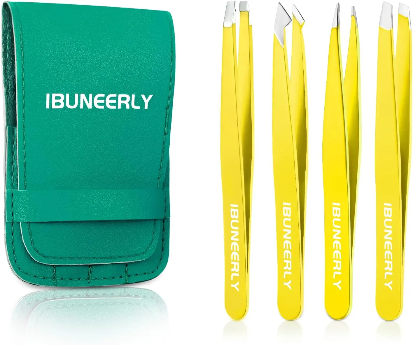 Tweezers Set, 4Pcs Tweezers for Women with Travel Case, Professional Stainless Steel Eyebrows Tweezers, Great Precision Tweezers for Ingrown Hair, Facial Hair, Splinter Removal (Multi-Color)