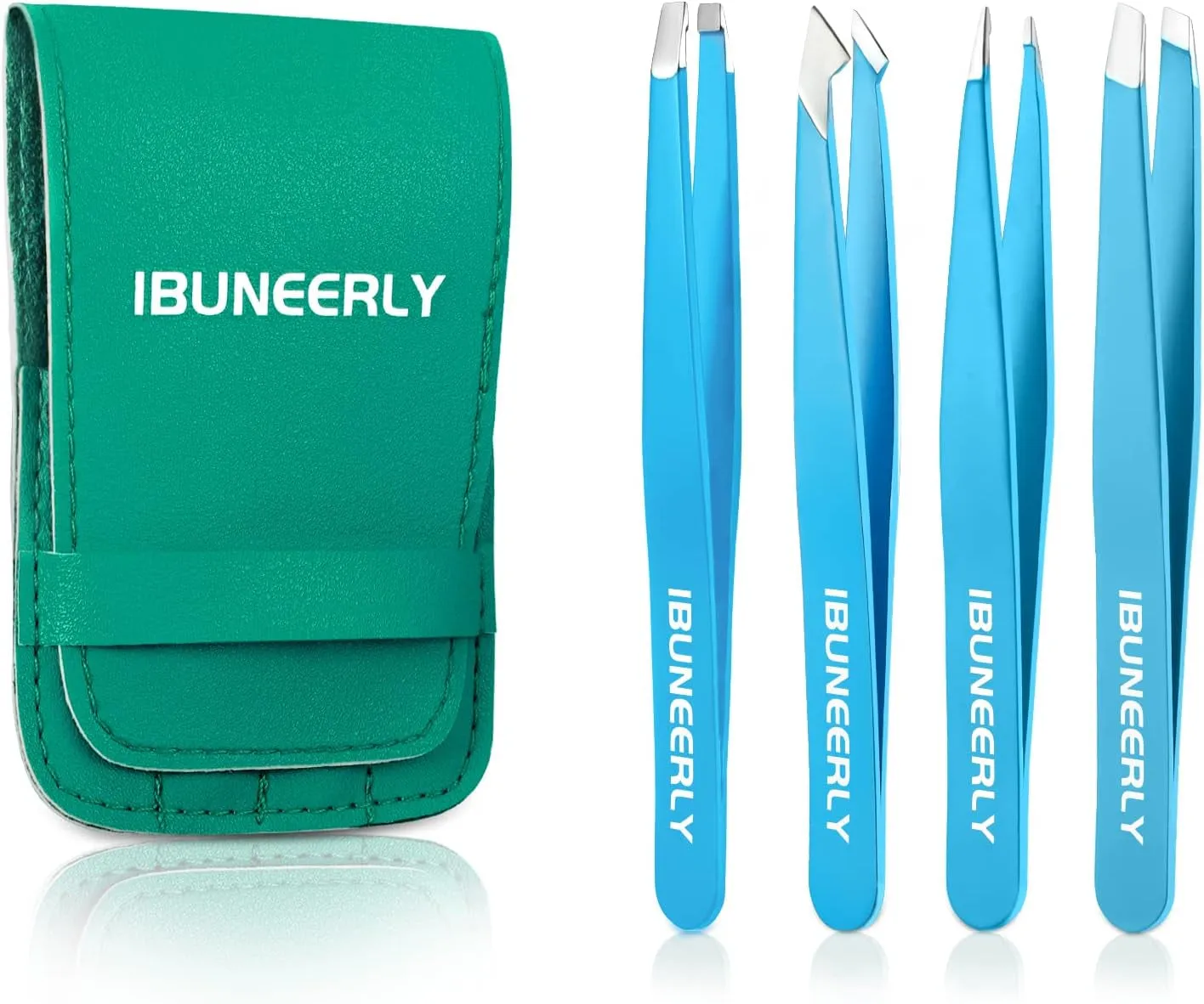 Tweezers Set, 4Pcs Tweezers for Women with Travel Case, Professional Stainless Steel Eyebrows Tweezers, Great Precision Tweezers for Ingrown Hair, Facial Hair, Splinter Removal (Multi-Color)