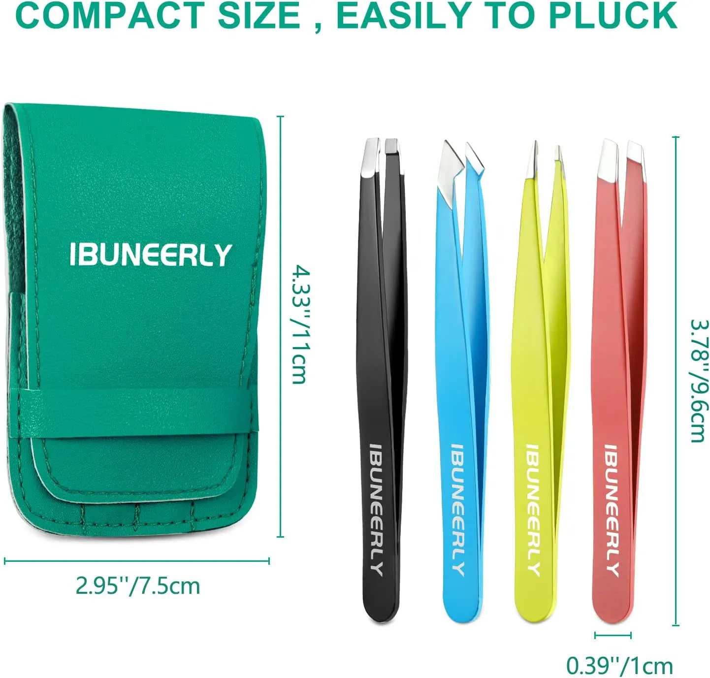 Tweezers Set, 4Pcs Tweezers for Women with Travel Case, Professional Stainless Steel Eyebrows Tweezers, Great Precision Tweezers for Ingrown Hair, Facial Hair, Splinter Removal (Multi-Color)