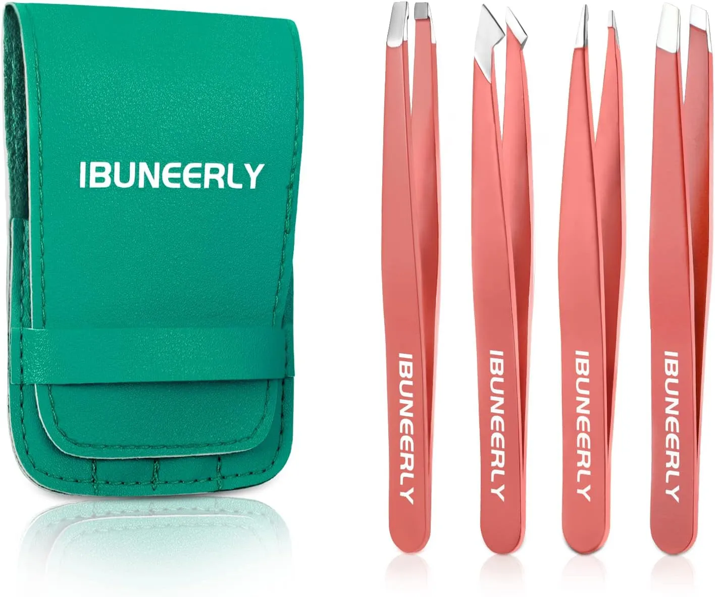 Tweezers Set, 4Pcs Tweezers for Women with Travel Case, Professional Stainless Steel Eyebrows Tweezers, Great Precision Tweezers for Ingrown Hair, Facial Hair, Splinter Removal (Multi-Color)