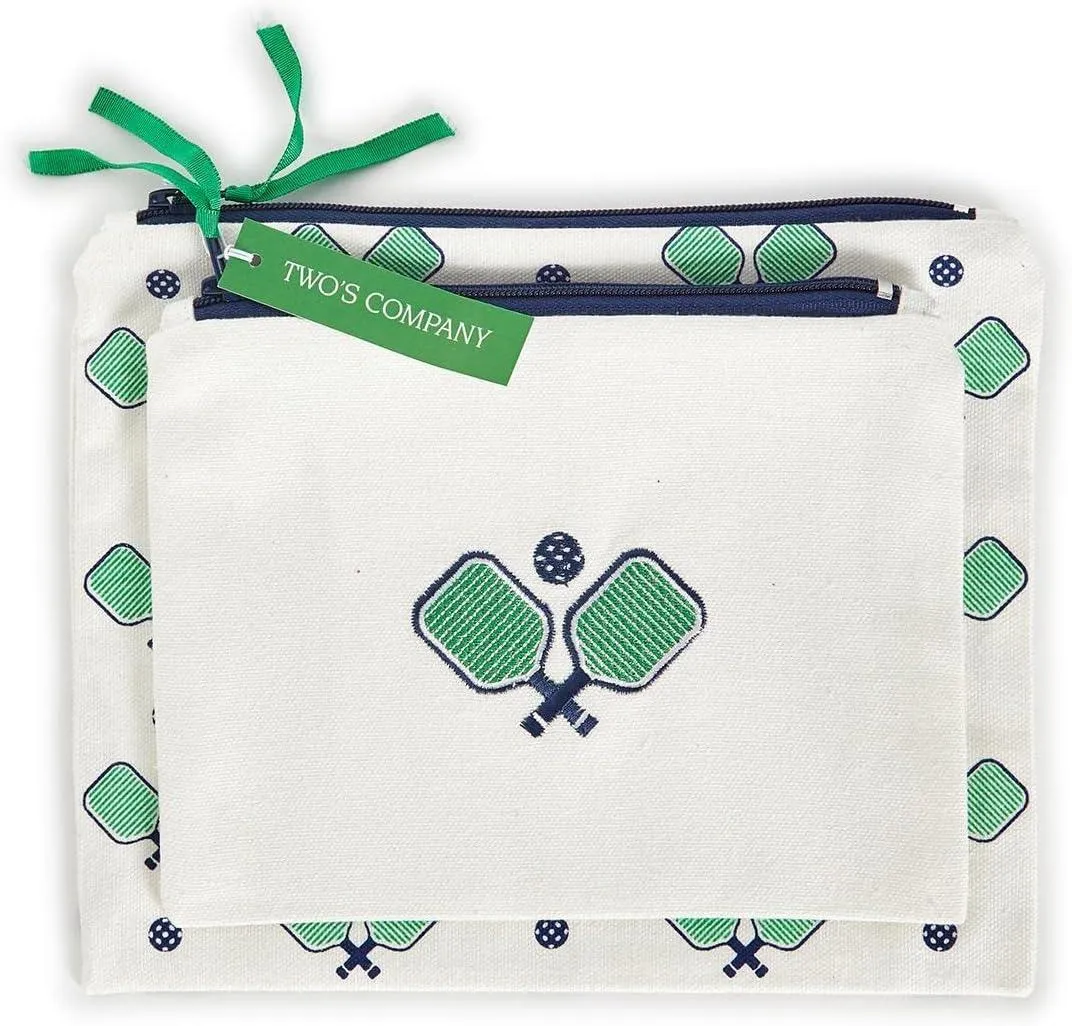 Two's Company Pickleball Assorted 2 Colors Multipurpose Pouches, 2 Styles per Set