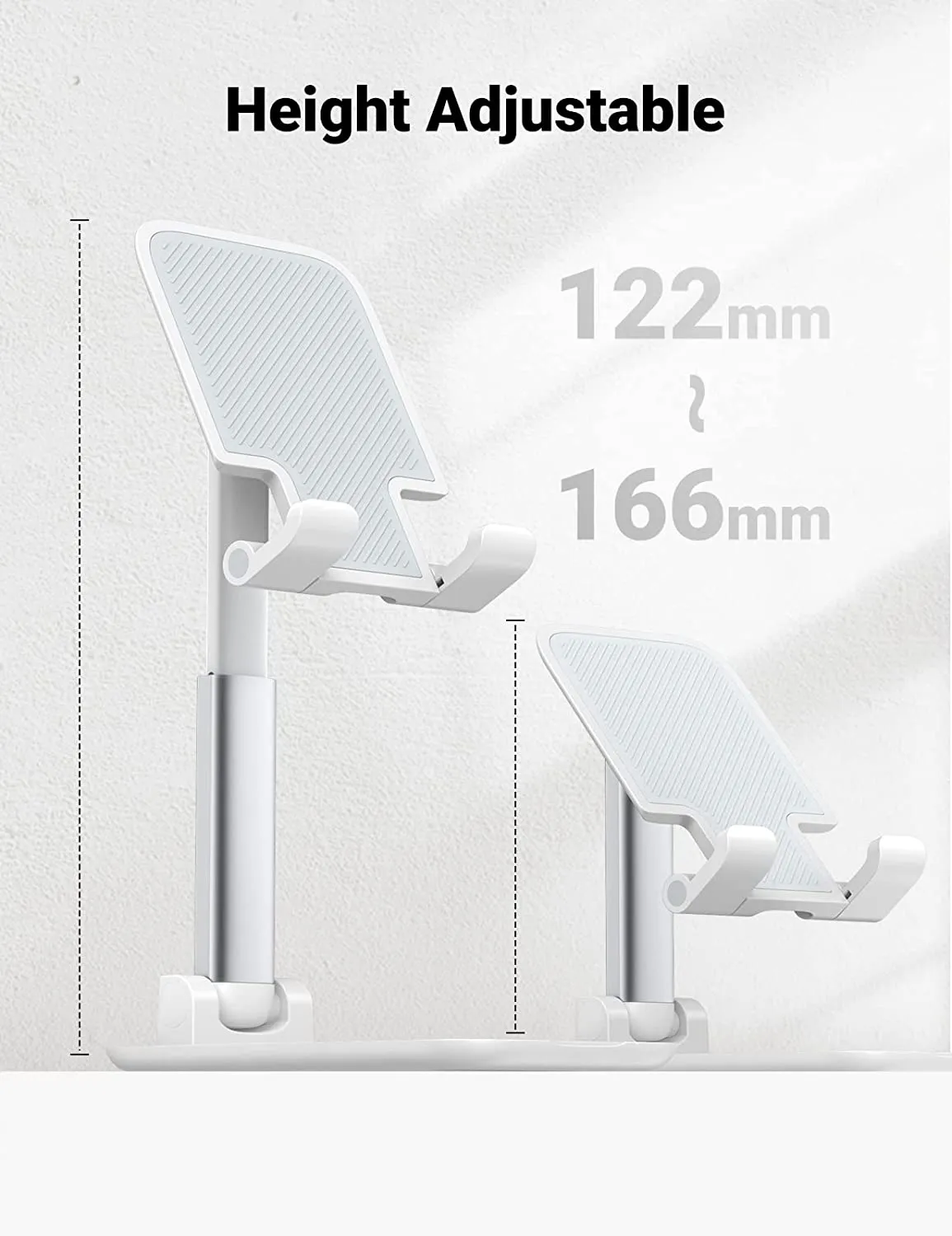 UGREEN Phone Stand Cell Phone Holder for Desk Foldable Adjustable Stand Compatible with iPhone 13 12 Pro Max 13 12 Mini XS XR X SE 8 Plus 6 7 Galaxy S21 S10 Google Pixel 5 4A XL, 4-7.2" Device, White