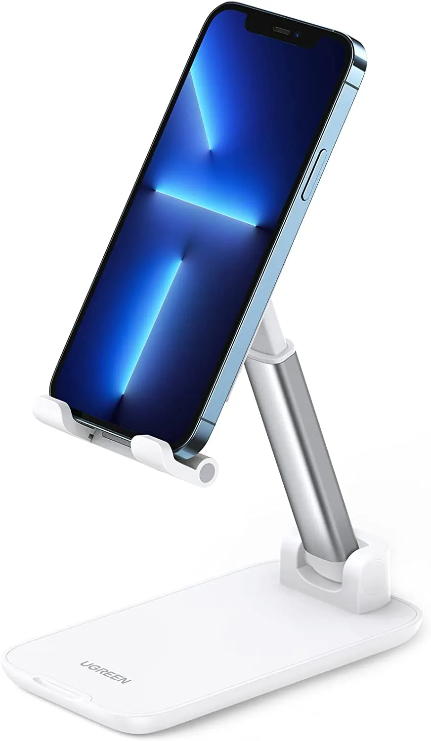 UGREEN Phone Stand Cell Phone Holder for Desk Foldable Adjustable Stand Compatible with iPhone 13 12 Pro Max 13 12 Mini XS XR X SE 8 Plus 6 7 Galaxy S21 S10 Google Pixel 5 4A XL, 4-7.2" Device, White