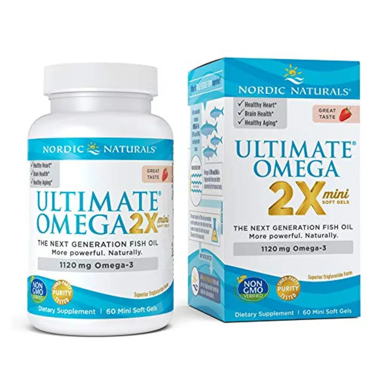 Ultimate Omega 2X Mini, Strawberry Flavor - 1120 Mg Omega-3-60 Mini Soft Gels