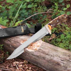 Uncle Henry 181UH Bowie Knife with 10inch High Carbon Stainless Steel Fixed Blade, Full Tang, Polyester Belt Sheath