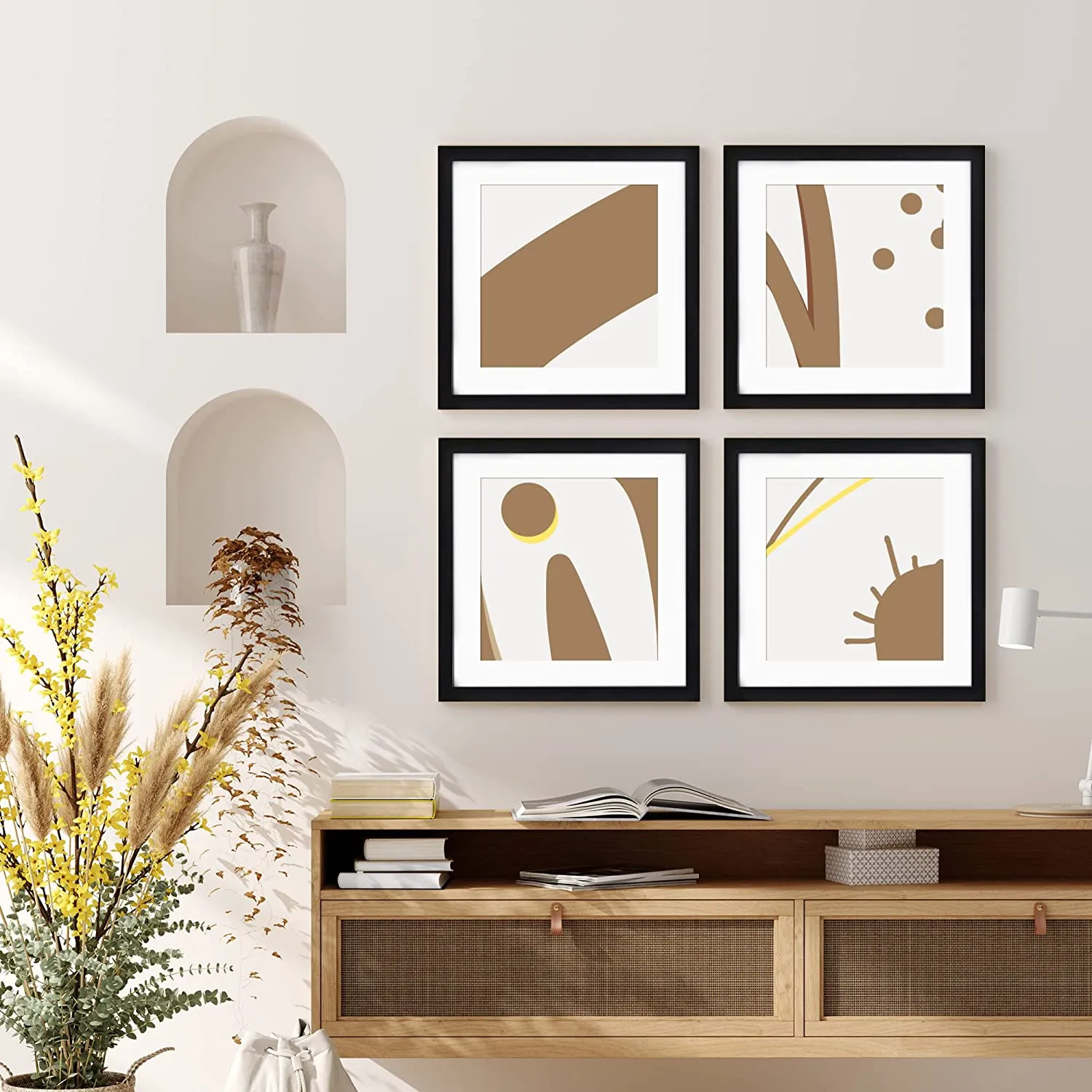 upsimples 16x16 Picture Frame Made of High Definition Glass, Display Pictures 12x12 with Mat or 16x16 Without Mat, Gallery Wall Frame Set, Black