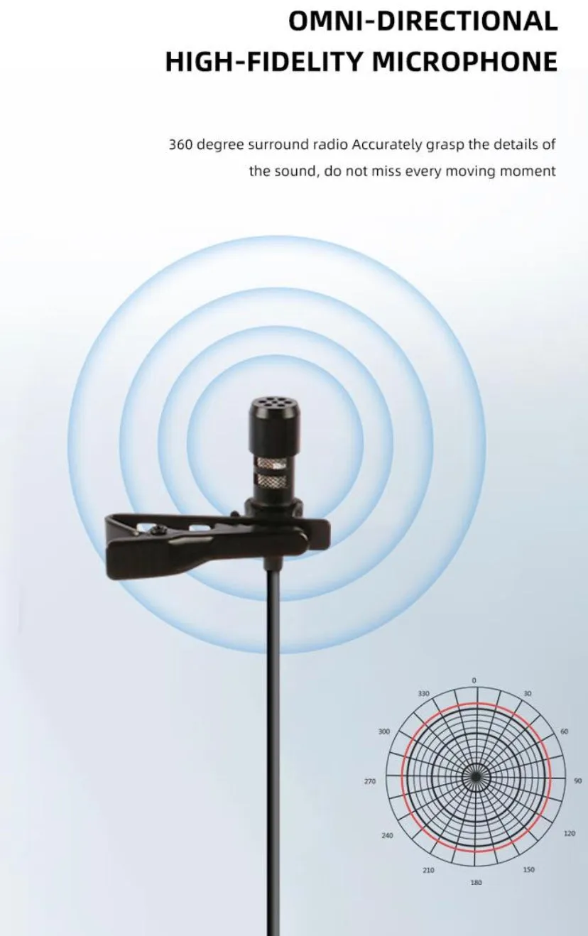 USB 2.0 (Type A) Lavalier Clip On Omni & Uni-Directional Microphone For PC, Laptop, MacBook