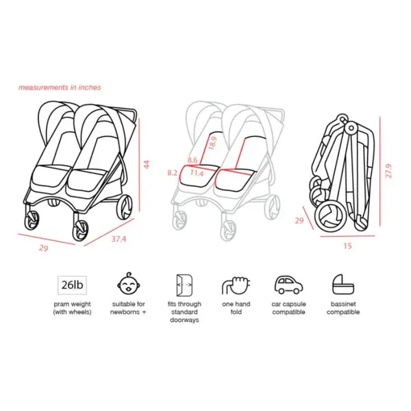 Valco Baby Trend Duo Stroller Bundle-Charcoal- FLOOR MODEL (LOCAL PICKUP ONLY, NO SHIPPING)