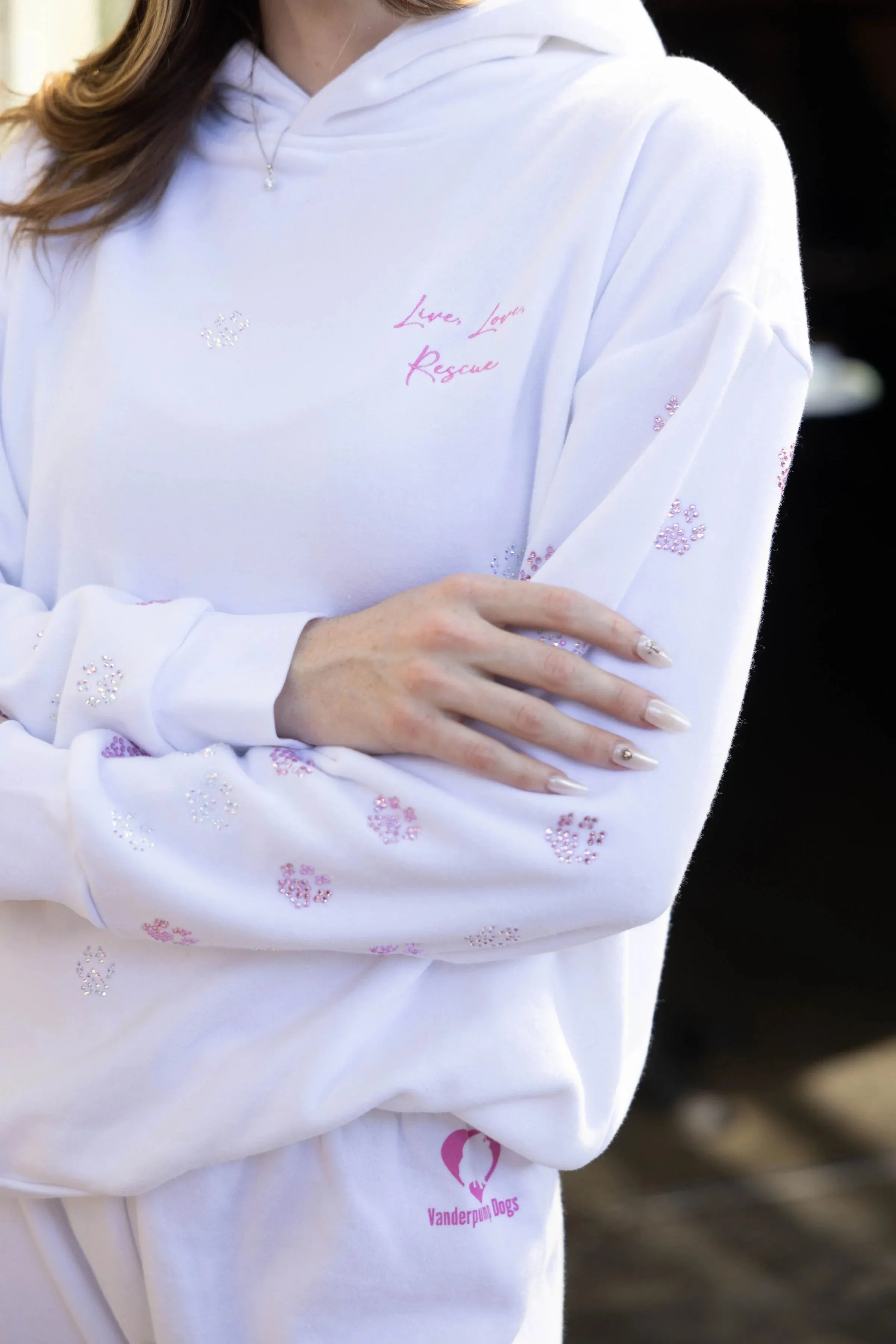Vanderpump Dog Paws Crystal Hoodie (WHITE)
