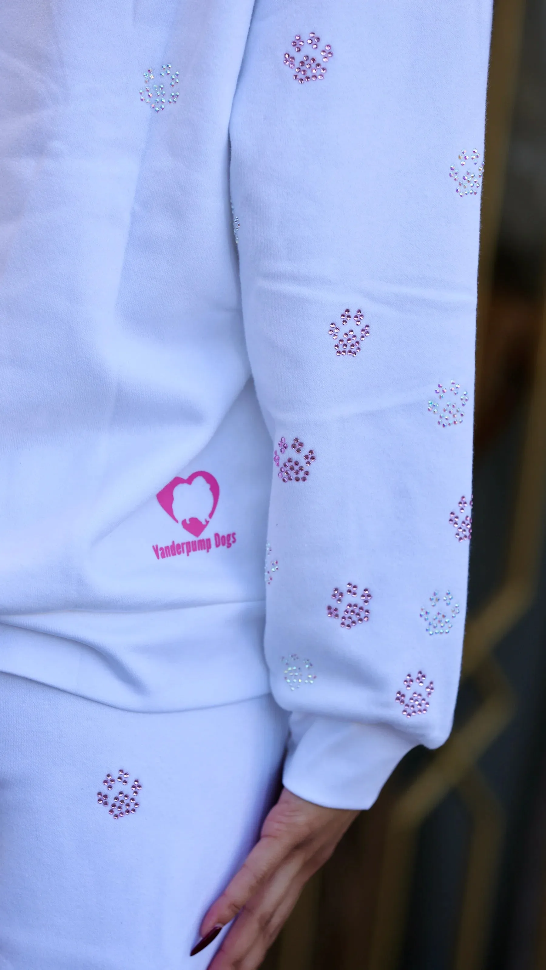 Vanderpump Dog Paws Crystal Hoodie (WHITE)