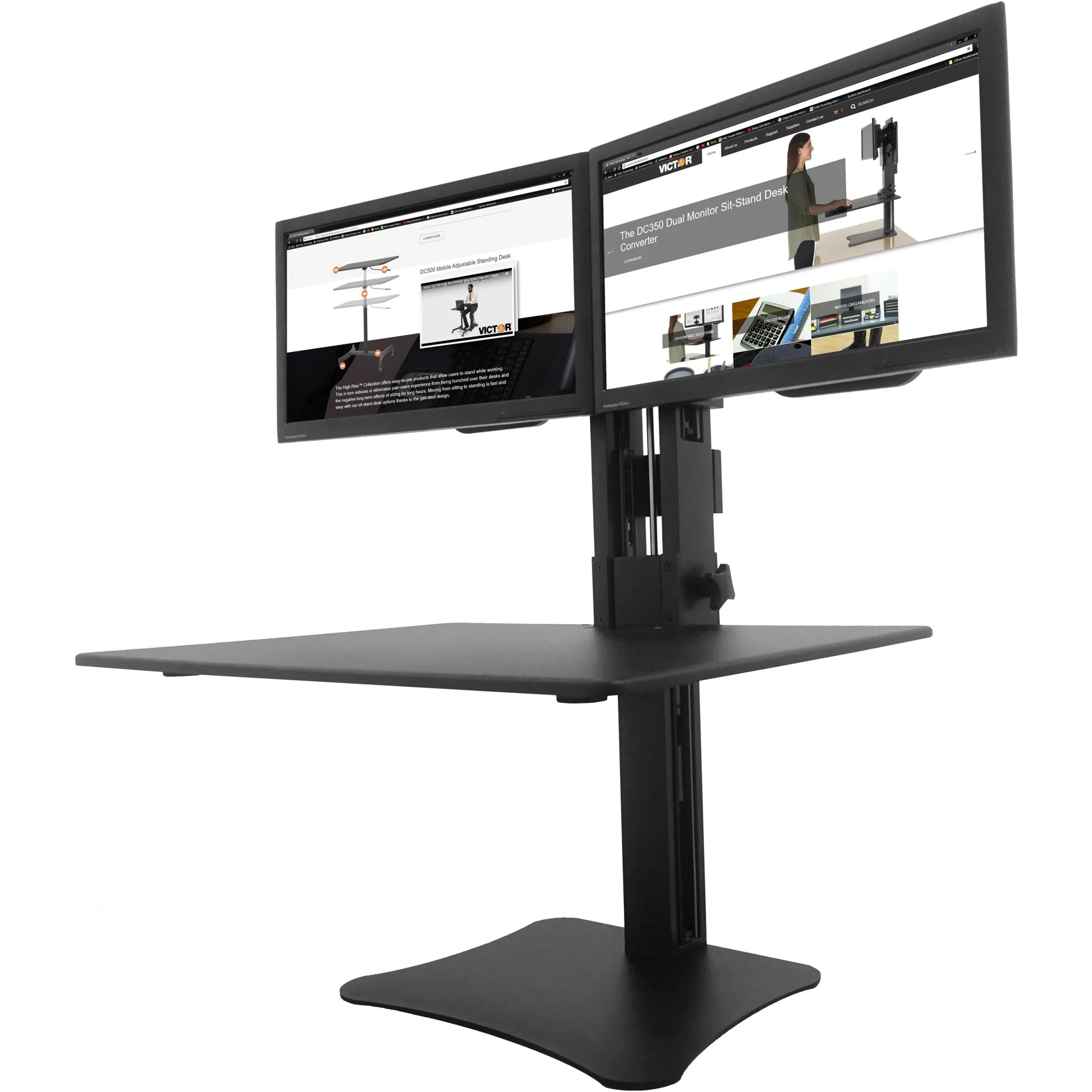 Victor High Rise Manual Dual Monitor Standing Desk Workstation