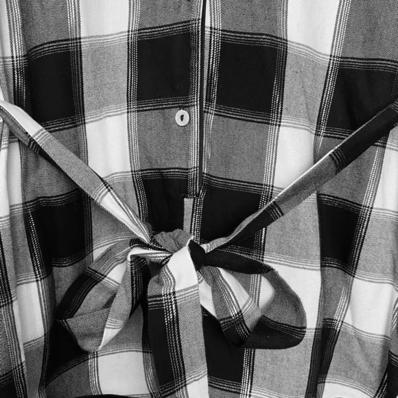 Victoria Secret Flannel Tie Romper. Black/ White. Sz M.