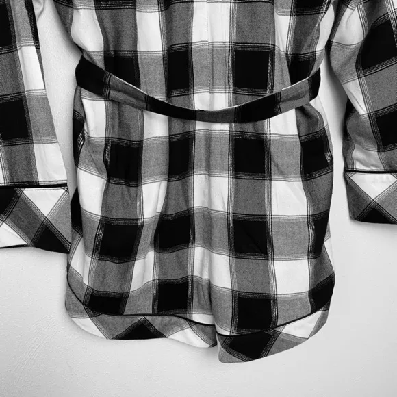 Victoria Secret Flannel Tie Romper. Black/ White. Sz M.