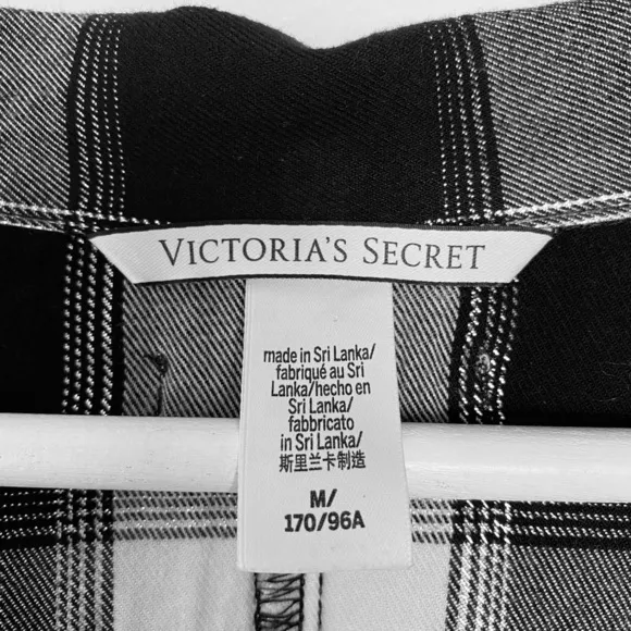Victoria Secret Flannel Tie Romper. Black/ White. Sz M.