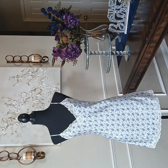 Victoria's Secret White And Blue Floral Slip Mini Dress. Size S