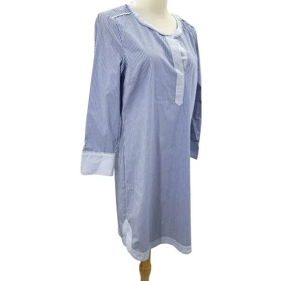 Vineyard Vines Womens Blue White Stripe Shirt Tunic Dress Size 6