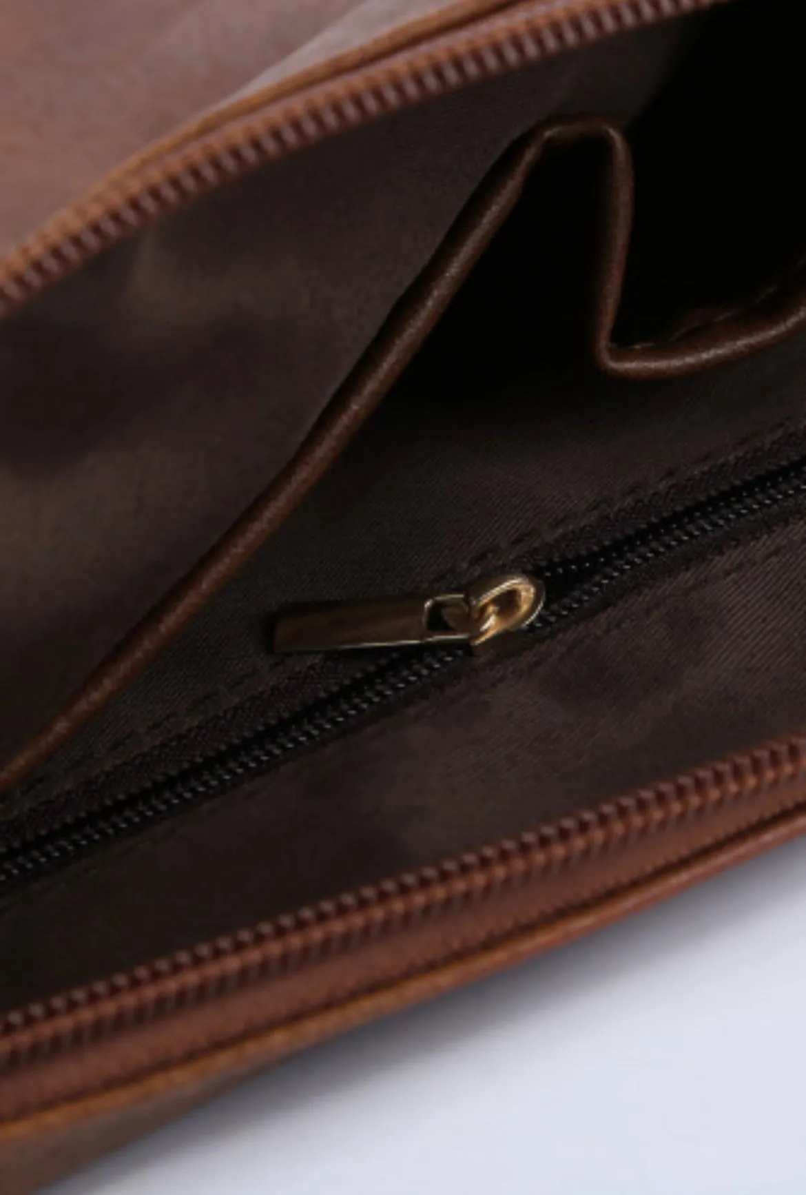 Vintage Brown Leather Look Oversized Clutch