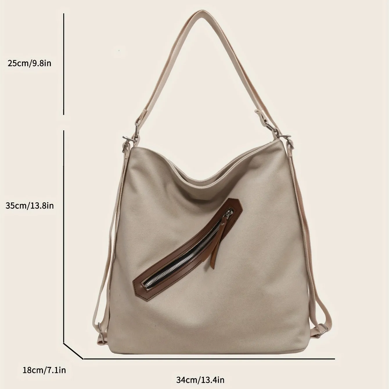 Vintage Canvas Crossbody Bag, Large Capacity Hobo Shoulder Bag, Multi Purpose Backpack With Convertible Strap