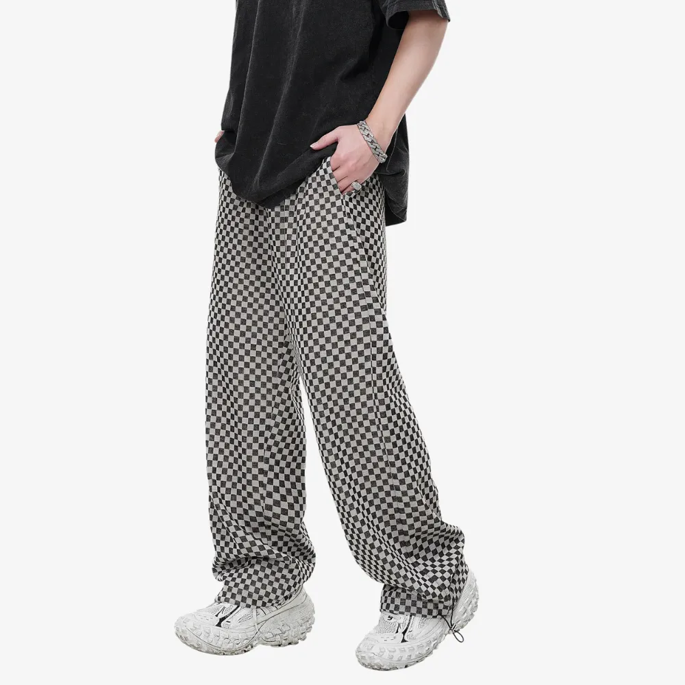 Vintage Checkerboard Jacquard Sweatpants