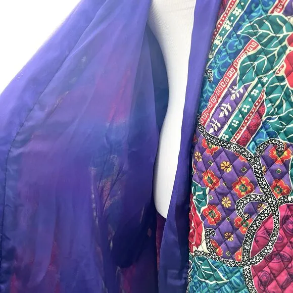 Vintage Kathleen Usherwood for Periphery Neiman Marcus Purple Red Housecoat ~Med