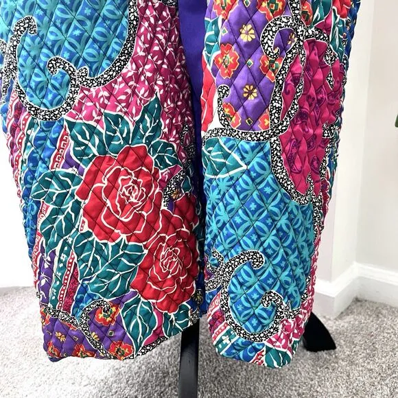 Vintage Kathleen Usherwood for Periphery Neiman Marcus Purple Red Housecoat ~Med