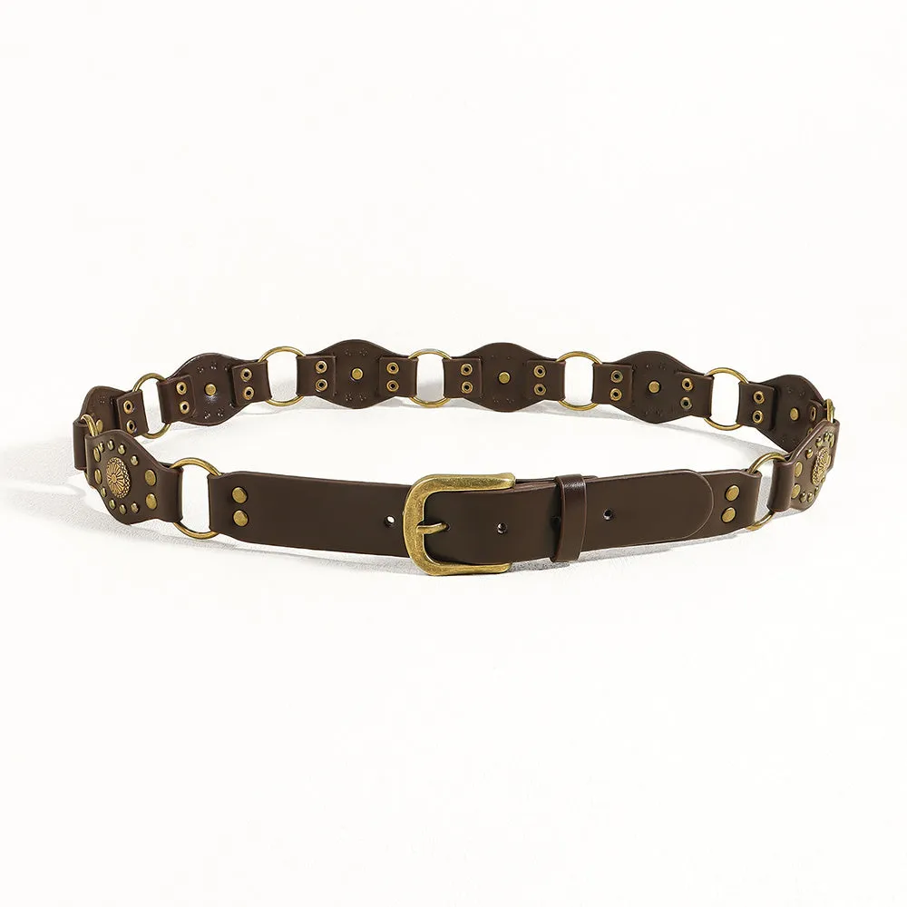 Vintage Riveted Metal Buckle Belt