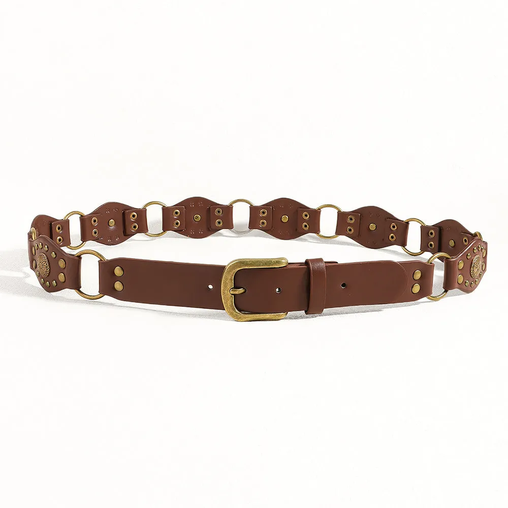 Vintage Riveted Metal Buckle Belt