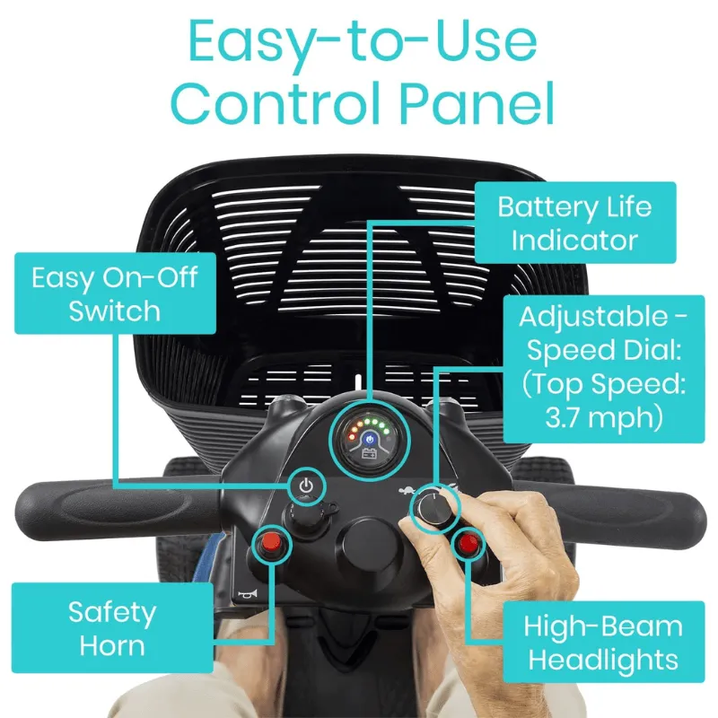 Vive Health 4 Wheel Mobility Scooter - Electric Powered with Seat for Seniors