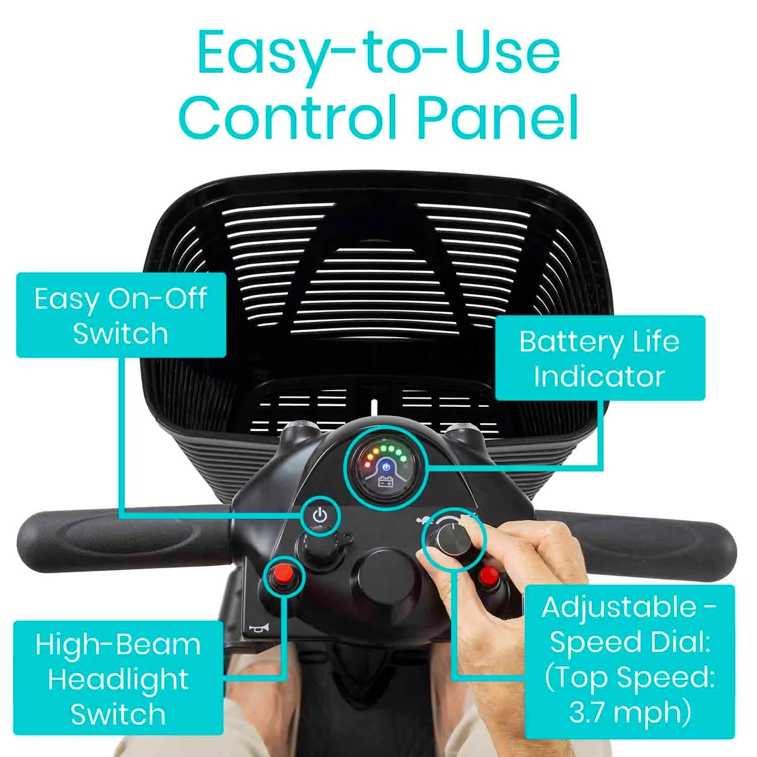 Vive Mobility 3 Wheel Mobility Scooter - Electric Long Range Powered Wheelchair