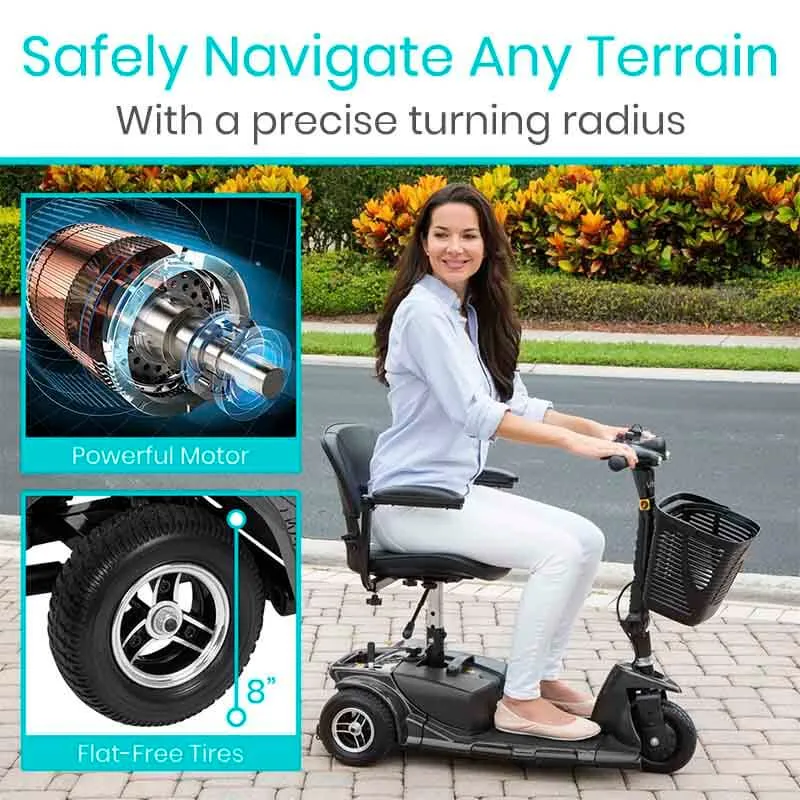 Vive Mobility 3 Wheel Mobility Scooter - Electric Long Range Powered Wheelchair