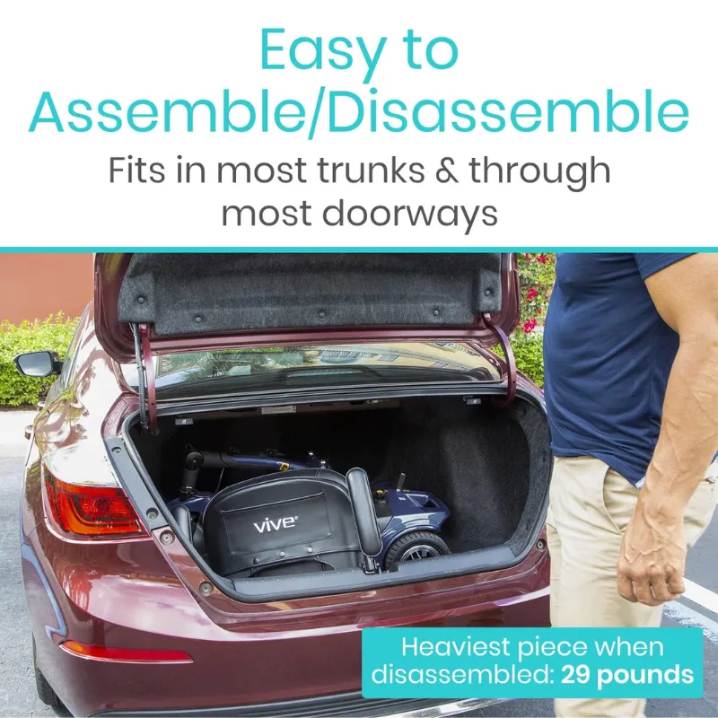 Vive Mobility 4 Wheel Mobility Scooter - Electric Powered with Seat for Seniors