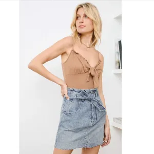 We The Free East of Eden Denim Belted Mini Skirt