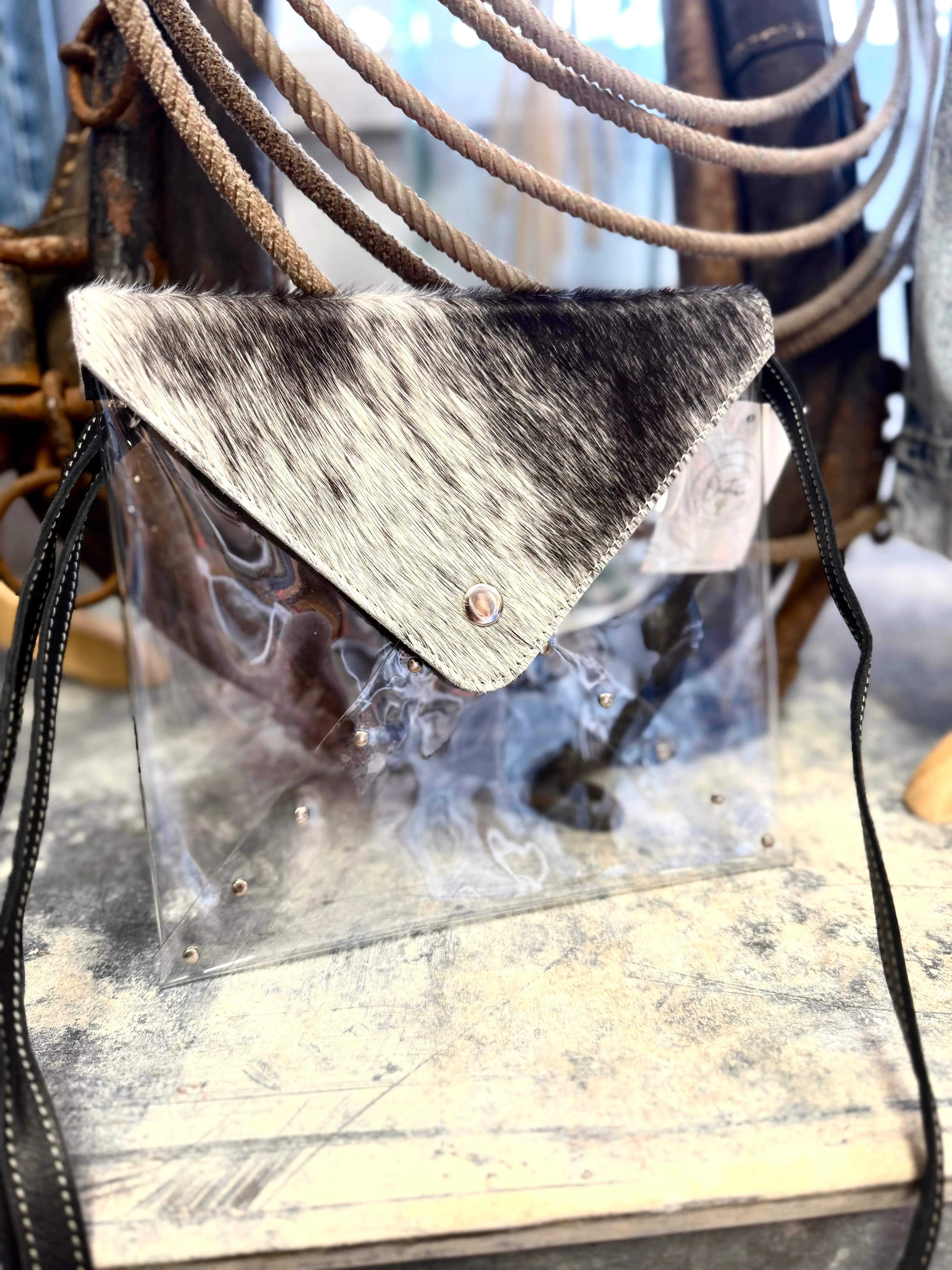 Western Cowhide Clear Crossbody- 2 Colors