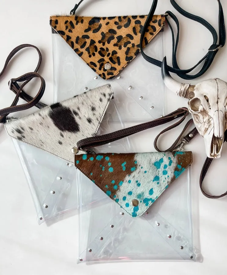 Western Cowhide Clear Crossbody- 2 Colors