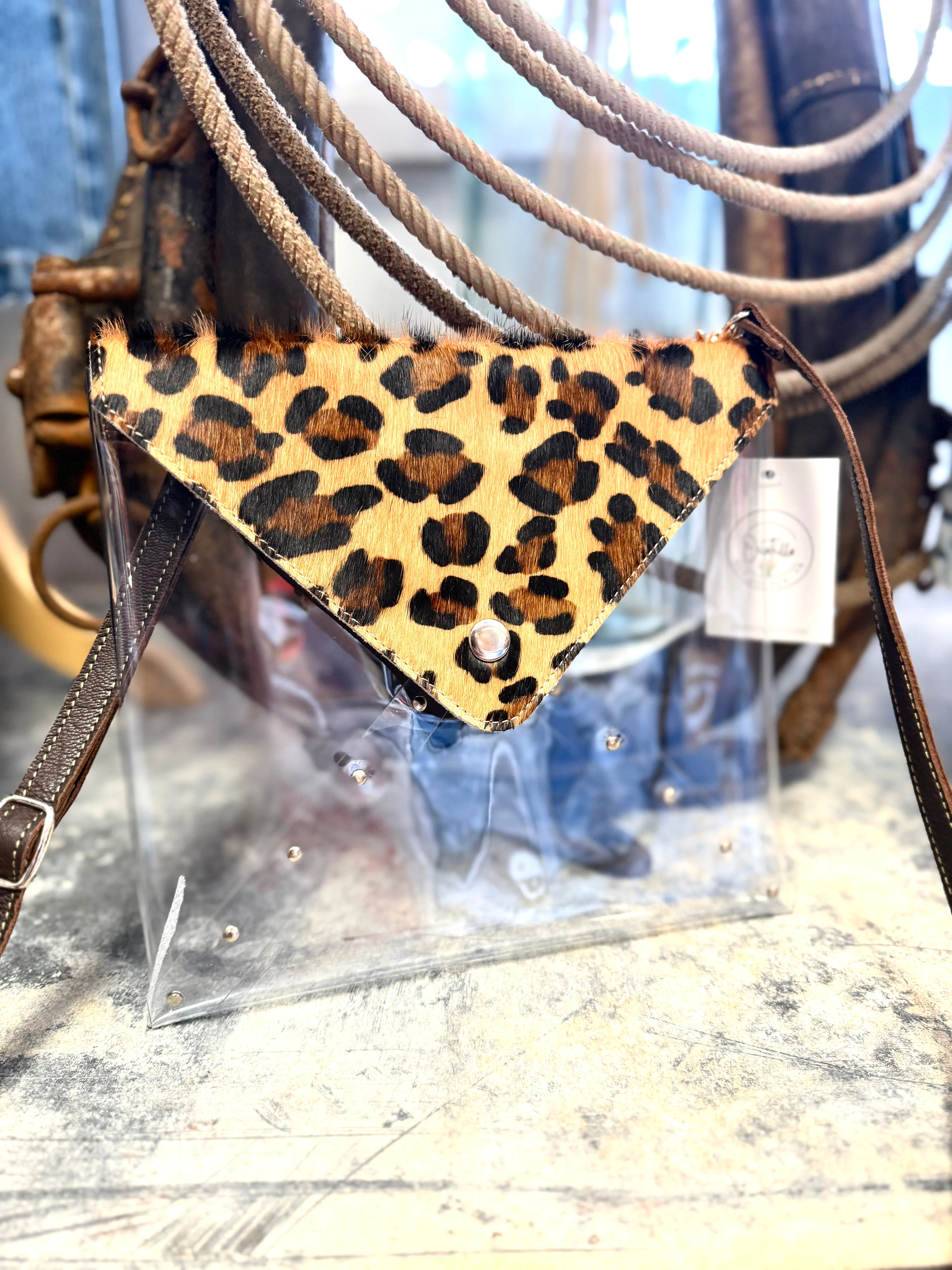 Western Cowhide Clear Crossbody- 2 Colors