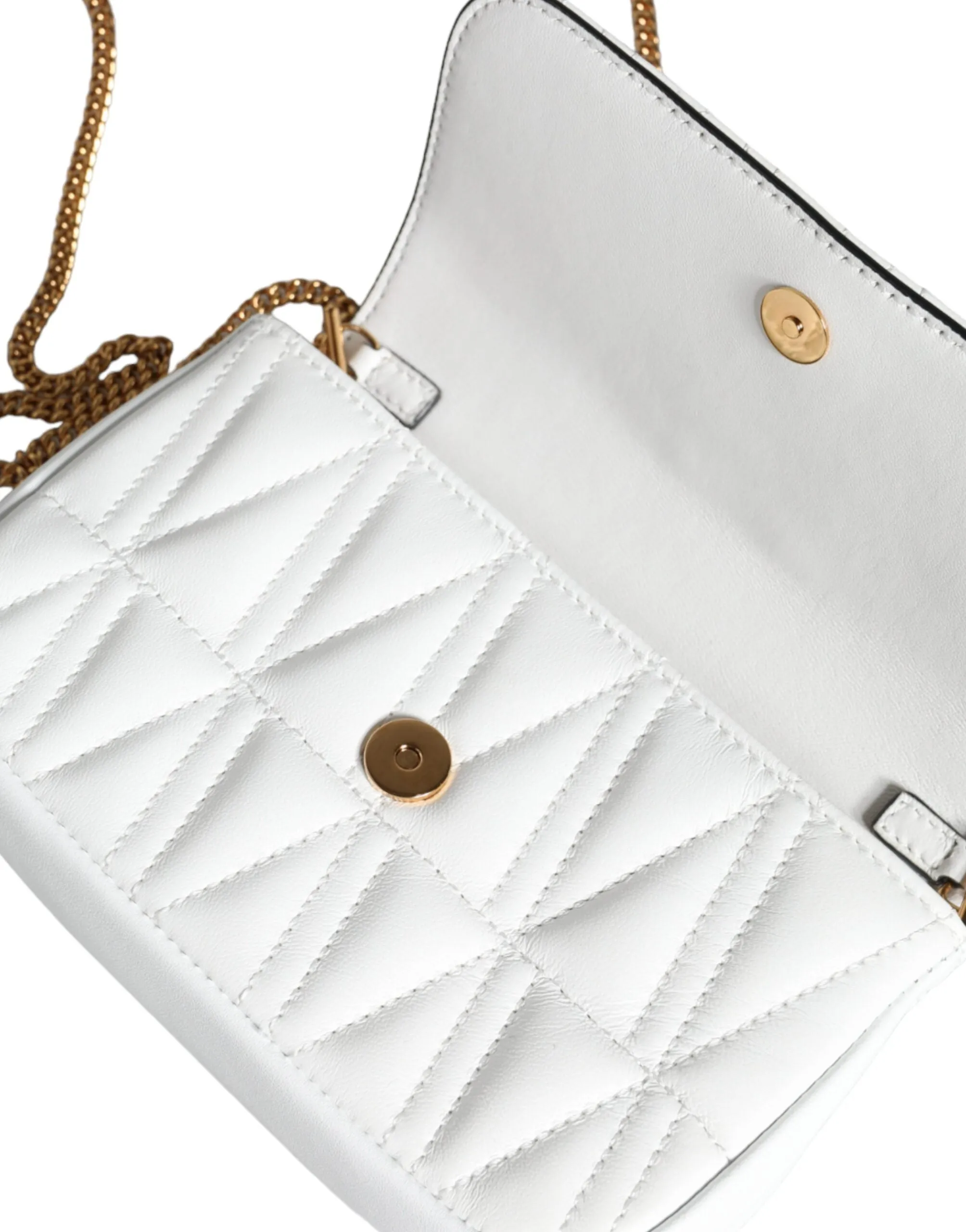 White Quilted Nappa Leather Crossbody Shoulder Bag