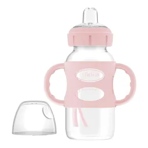Wide-Neck Sippy Spout Bottle Silicone Handles, 270mL, Light-Pink, 6m 