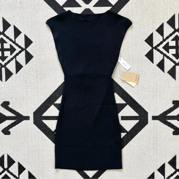 Wilfred Free Cut Out Ribbed Knit Mini Dress in Black