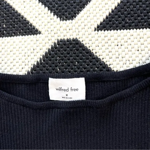 Wilfred Free Cut Out Ribbed Knit Mini Dress in Black